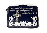 Wetsern Bible Cover Cross Embroidered Scripture Bible Verse Rhinestone Book Case Multi-Color