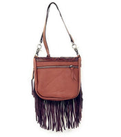 Western Genuine Leather Floral Tooled Fringe Womens Crossbody Bag 3 Color