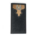 Texas West Men's Cow Fur Genuine Leather Basketweave Bifold Wallet in Multi Emblem