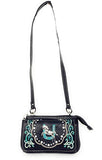 Western Rhinestone Embroidery Wallet Crossbody Clutch Bag Purse in Multi-Way