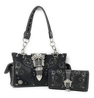 Premium Rhinestone Buckle Concho Concealed Carry Handbag, Wallet Set in Multi-color