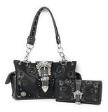 Premium Rhinestone Buckle Concho Concealed Carry Handbag, Wallet Set in Multi-color
