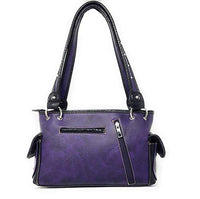 Premium Rhinestone Cross Cut Out Western Embroidered Concealed Carry Handbag in 5 colors