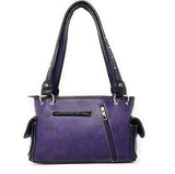Premium Rhinestone Cross Cut Out Western Embroidered Concealed Carry Handbag in 5 colors
