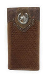 Texas West Men's Cow Fur Cowhide Genuine Leather Horse Basketweave Bifold Wallet in 3 Colors