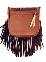 Western Genuine Leather Floral Tooled Fringe Womens Crossbody Bag 3 Color