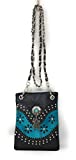 Premium Rhinestone Concho Feather Mini Messenger Bags Purses in Multi-color