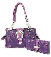 Premium Rhinestone Buckle Concho Concealed Carry Handbag, Wallet Set in Multi-color
