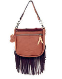 Western Genuine Leather Indian Head Cowgirl Crossbody Messenger Fringe Purse Bag in 4 colors