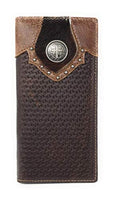 Texas West Men's Cow Fur Cowhide Genuine Leather Cross Basketweave Bifold Wallet in 2 Colors