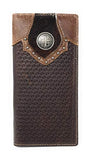 Texas West Men's Cow Fur Cowhide Genuine Leather Cross Basketweave Bifold Wallet in 2 Colors