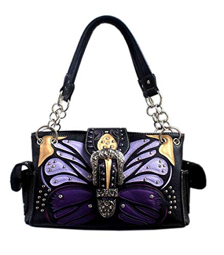 Western Fashion Rivet Butterfly Buckle Concealed Carry Handbag in 2 Colors GP939W119