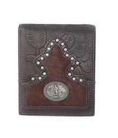 Western Genuine Tooled Leather Cowhide Virgin Mary Men's Bifold Short Wallet in 3 Colors