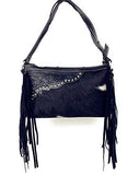 Handcrafted Genuine Leather Western Cowhide Womens Fringe Clutch Crossbody Bag in 2 Colors