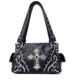 Premium Rhinestone Cross Cut Out Western Embroidered Concealed Carry Handbag in 5 colors