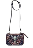 Western Feather Country Rhinestone Concho Laser Cut Wallet Cross Body Clutch Bag Purse