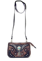 Western Rhinestone Embroidery Wallet Crossbody Clutch Bag Purse in Multi-Way