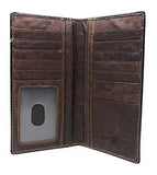 Western Genuine Leather Praying Cowboy Tooled Laser Cut Men's Long Bifold Wallet in 10 colors