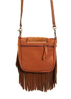 Handcrafted Genuine Leather Western Cowhide Womens Fringe Clutch Crossbody Bag in 3 Colors