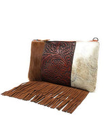 Handcraft Leather Western FloralTool Horse Cowhide Women Fringe Clutch Crossbody