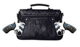 Texas West Women's Metal Skull With Wings and Chains Handbag Purse in 2 colors