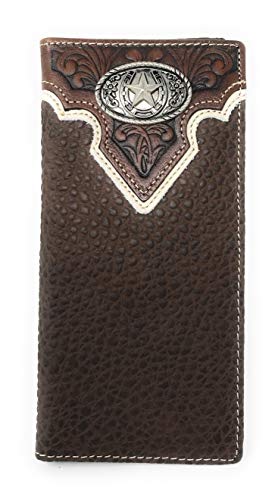 Texas West Premium Tooled Genuine Leather Bifold Wallet in Multi Emblem (Star)