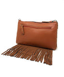 Handcraft Leather Western FloralTool Horse Cowhide Women Fringe Clutch Crossbody