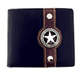 Texas West Tooled Lone Star Genuine Glossy Leather Men's Wallet in 3 Colors