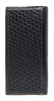Western Genuine Leather Cowhide Cow fur Basketweave Star Men's Long Bifold Wallet in 3 colors (Brown)