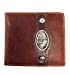 Western Genuine Leather Mens Metal Concho Cowboy Family Bifold Short Wallet in 3 colors