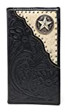 Western Tooled Genuine Leather Cowhide Cow fur Star Men's Long Bifold Wallet in 3 colors