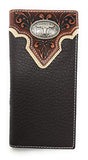 Western Tooled Genuine Leather Longhorn Men's Long Bifold Wallet in 2 colors