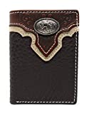 Western Tooled Genuine Leather Horse Men's Short Trifold Wallet in 2 colors