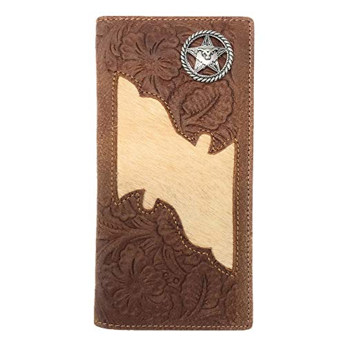 Premium Men's Cow Fur Cowhide Chrome Star Genuine Leather Bifold Wallet in 2 colors