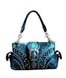 Western Rhinestone Rivet Floral Buckle Concealed Carry Handbag in 6 Colors GP939W168