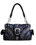 Western Rhinestone Rivet Floral Buckle Concealed Carry Handbag in 6 Colors GP939W168