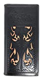 Western Men's Laser Cut Genuine Leather Praying Cowboy Long Bifold Wallet