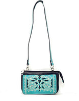 Western Rhinestone Embroidery Wallet Crossbody Clutch Bag Purse in Multi-Way