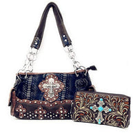 Premium Rhinestone Metal Cross Handbag,Wallet Set in Multi Colors