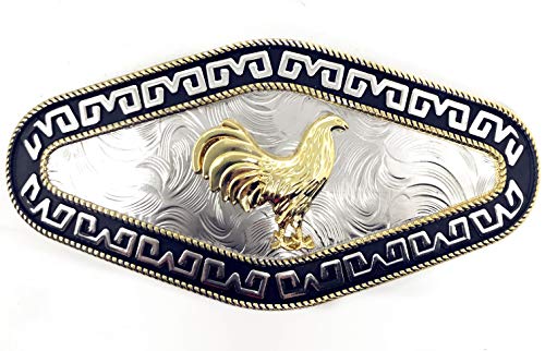 Western Cowboy/Cowgirl Gold Silver Metal Long Belt Buckles In Multi Symbol (Rooster)