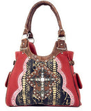 Texas West Women's Cross Flower Shoulder Handbag Purse in Multi-Color