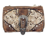 Western Rhinestone Embroidery Wallet Crossbody Clutch Bag Purse in Multi-Way