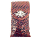 Texas West Men's Cowboy Medium Leather Longhorn Smartphone Holder Holster Cellphone Case in 2 Colors