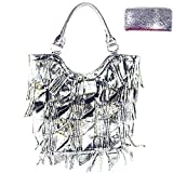 Rhinestone Studded Bling Bling Large Fashion Shoulder Tote Bag/Matching Wallet