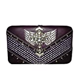 Western Women's Rhinestone Angel Wings Cross Clip Snap Wallet in 6 colors