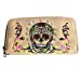 Texas West Women's Embroidered Sugar Skull Wallet Purse Clutch Wallet in 7 colors