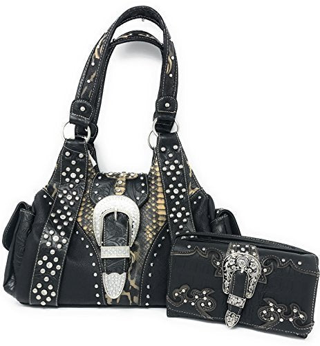 Texas West Premium Women's Rhinestone Buckle Handbag Wallet in 6 colors