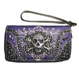 Texas West Women's Rhinestone Skull Zipper Wallet in Multi-Color