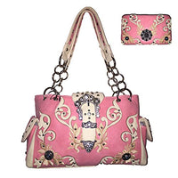 Premium Rhinestone Buckle Concho Concealed Carry Handbag, Wallet Set in Multi-color