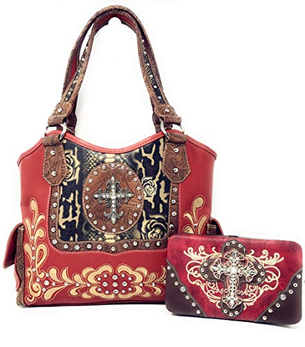 Texas West Women's Rhinestone Cross Shoulder Handbag Purse Wallet in 6 Colors